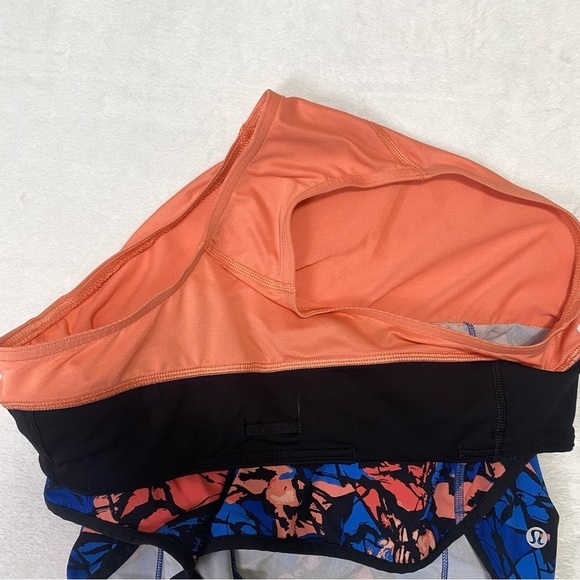 Lululemon Speed Short (H2O) Paint Storm Harbor Blue / Coral / Black Sz 4 - Picture 9 of 13